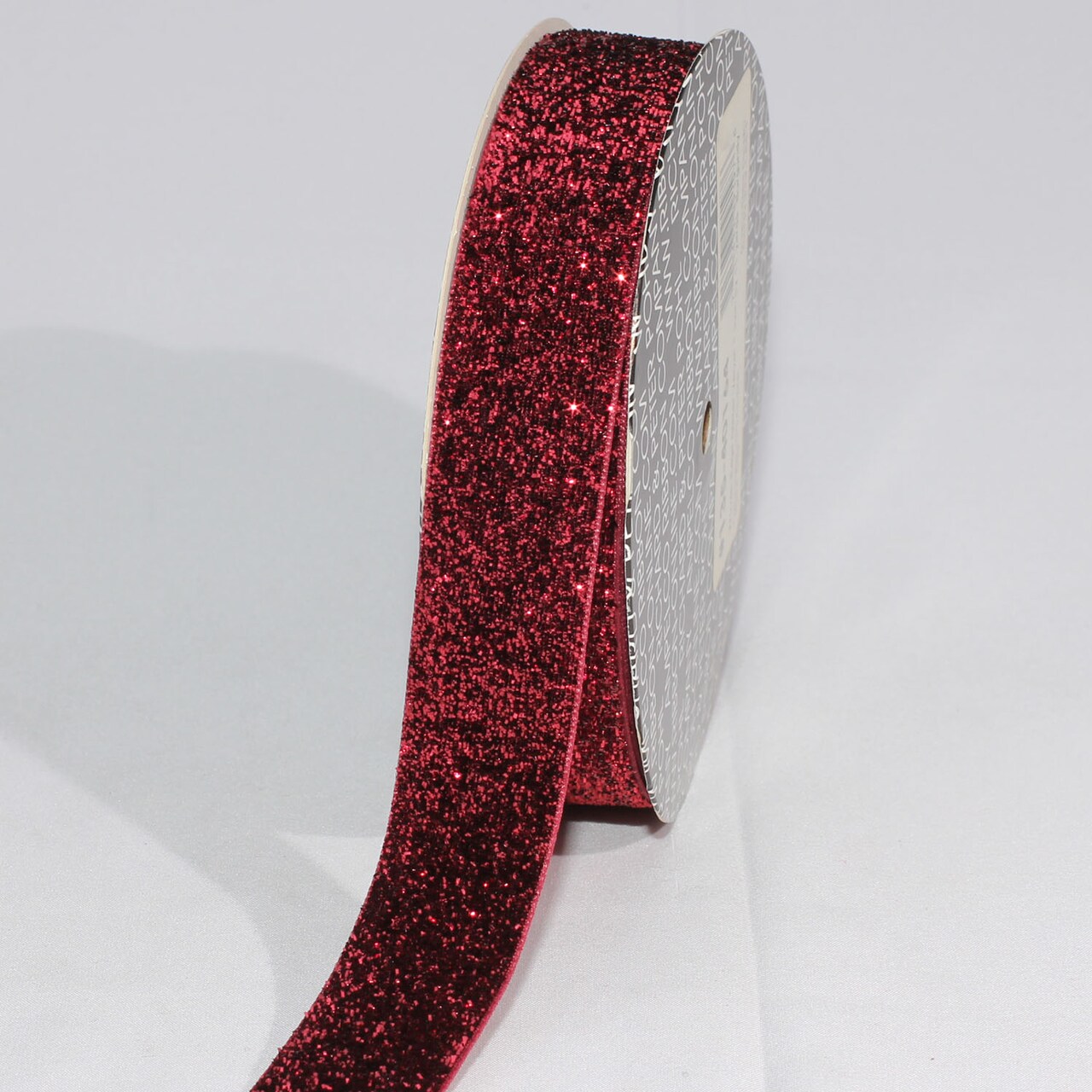 The Ribbon People Burgundy Red Glitter Woven Edge Velvet Craft Ribbon 1" x 11 Yards